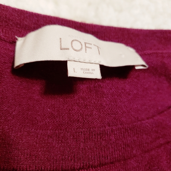 LOFT | PEPLUM SCOOPNECKED WOOL BLEND BURGANDY TOP - Picture 7 of 8